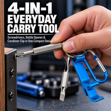 4 in 1 Keychain Multi Tool Screwdriver Bottle Opener Carabiner Clip Gift for Dad