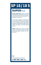 Bosch Super Plus SP18/18S Front Wiper Blade Set 450/450mm – 3397001765