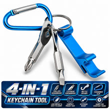 4 in 1 Keychain Multi Tool Screwdriver Bottle Opener Carabiner Clip Gift for Dad
